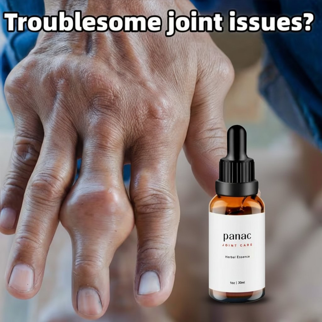 Troublesome joint issues - hand with Panac Joint Care dropper